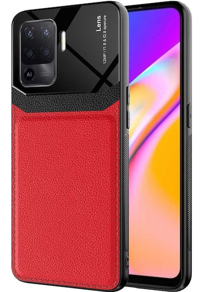 Oppo Reno 5 Lite Kilif Lens Deri Görünümlü Tpu Kapak 499749428