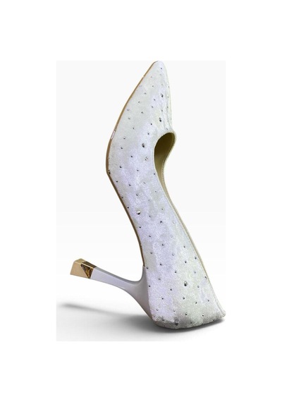 By Doğanrenas Kadın İnce Topuklu Süet Taşlı Stiletto Gri - 942598030 Gri