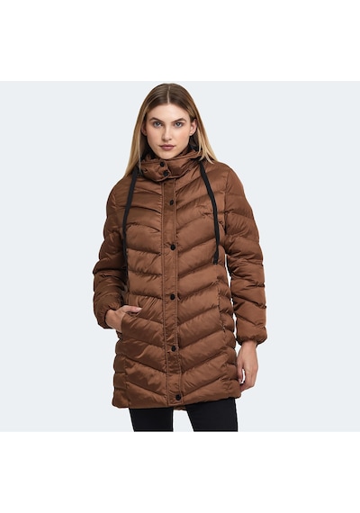 Slazenger GWEN Kadın Kapüşonlu Şişme Taba Mont & Kaban