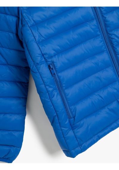 Koton Mevsimlik Mont Kapşonlu Cepli Saks 5wkb20019tw Saks Mavi