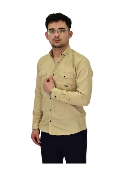 Erkek Spor Likralı Gömlek Bgl-st04343 Bej