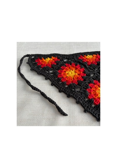 Tığ İşi Örgü Üçgen Bandana: Saç Bandı Füme Füme
