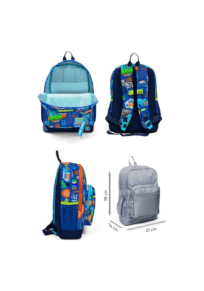 Coral High Dört Bölmeli Saks Grafiti Desenli İlkokul Sırt Çantası - Erkek Çocuk