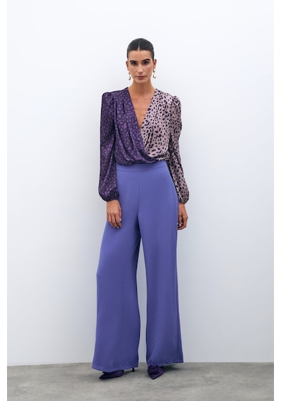 Sateen Salaş Krep Pantolon - Mor