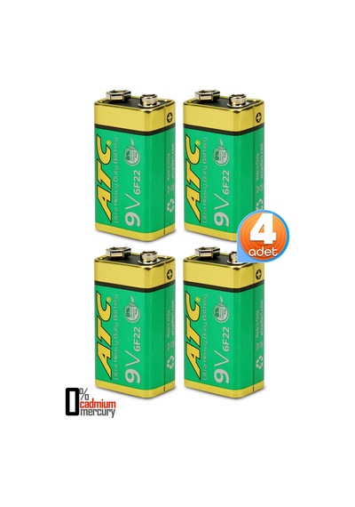 Atc 4lü 9v Volt Kare Pil Heavy Duty Elektronik Pili Çinko Karbon Pil Zn-c 9 V