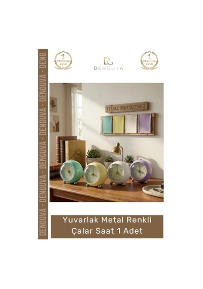 Saat Modern Tasarım Estetik Minimalist Masa Saati Kaliteli Yuvarlak Metal Renkli Çalar Saat Çok Renkli