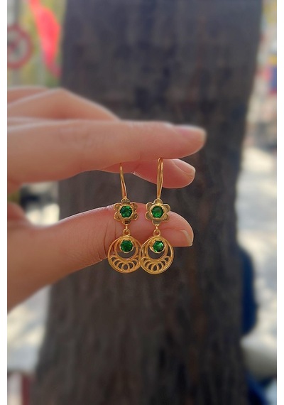 Gümüş Yeşil Taşlı Telkari Küpe İs5562e3 Diğer
