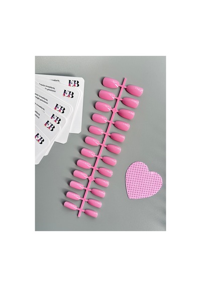 24 Adet Renkli Balerin Takma Tırnak Orta Uzun 309 Gül Pembe
