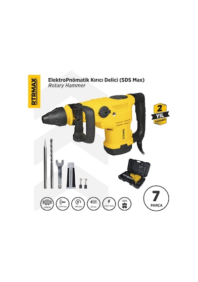 Rtrmax RTM271 Elektropnömatik Sds Max Kırıcı ve Delici 1500 W 25 Jul 50 mm