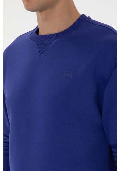 U.S. Polo Assn. Erkek Comfort Fit Bisiklet Yaka Şardonlu Mor Basic Sweatshirt 50313757-VR038