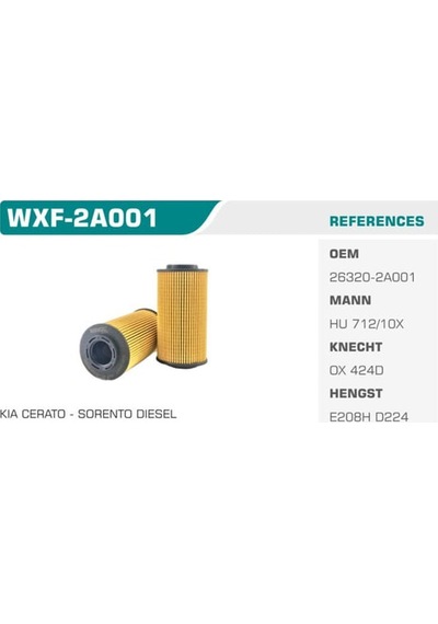 WINKEL WXF-2A001 Yağ Filtresi Dizel Getz Era Cerato Rio II