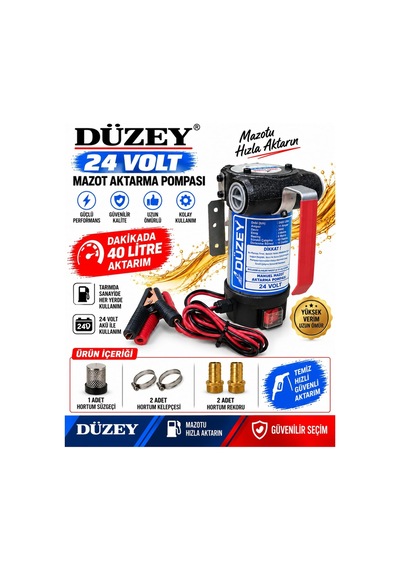 Düzey 24 Volt Bypasslı Dk/litre:40 Lt. Mazot Aktarma Pompası