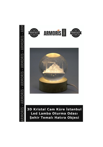 3d Kristal Cam Küre İstanbul Led Lamba Oturma Odası Şehir Temalı Hatıra Objesi Çok Renkli