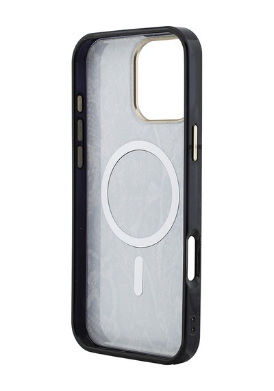 Apple Uyumlu iPhone 16 Pro Max Kılıf Guess Lisanslı M-safe Özellikli Yazı Logolu Python Desenli Kapak Kahverengi