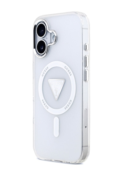Apple Uyumlu iPhone 17 Kılıf Guess Lisanslı M-safeli Iml Baskıüçgen Logolu Metal Kamera Çerçeveli Şeffaf Şeffaf