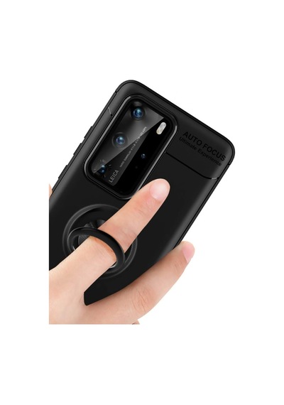 Huawei P40 Pro Kılıf Yüzüklü Tam Korumalı Silikon Kapak