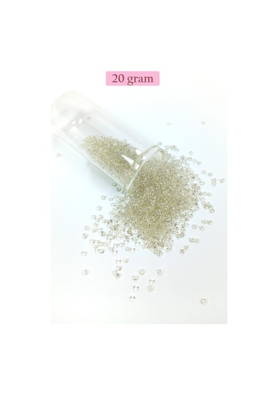 Dökme Cam Kum Boncuk 11/0 2 Mm - 20 Gram - Şeffaf Beyaz - Bnc018