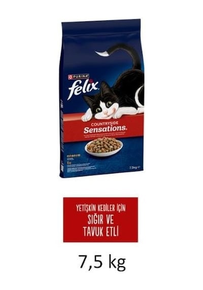 Purina Felix Sensations Sığır Etli ve Tavuklu Yetişkin Kedi Maması 7500 G