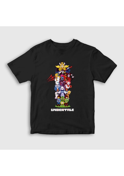 Presmono Unisex Çocuk All Undertale T-shirt Siyah