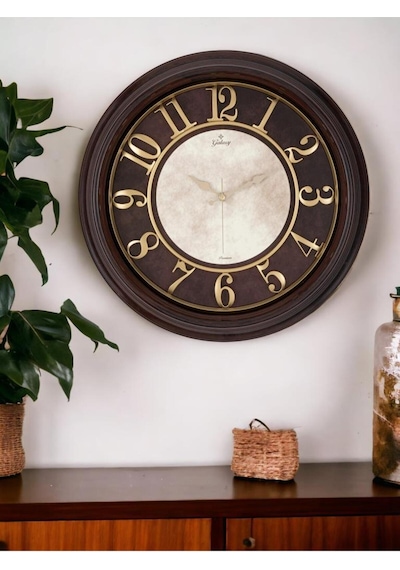 Galaxy Nostaljik Eskitme 46 Cm Kabartma Rakamlı Duvar Saati Kahverengi Kahverengi