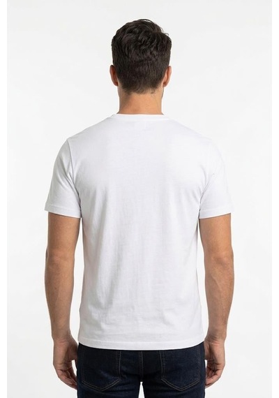 Uki Beyaz Bisiklet Yaka Basic T-shirt