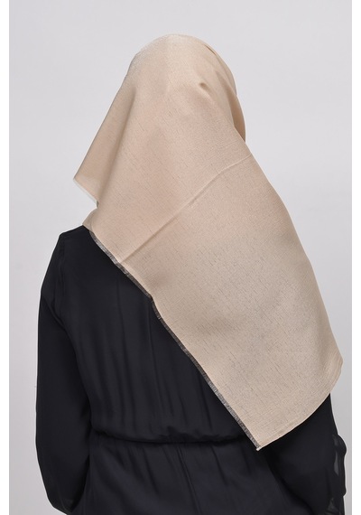 Altobeh Kadın Düz Renk Pırıltı Simli Tesettür Shawl Parlak Abiye Şal - Koyu Bej