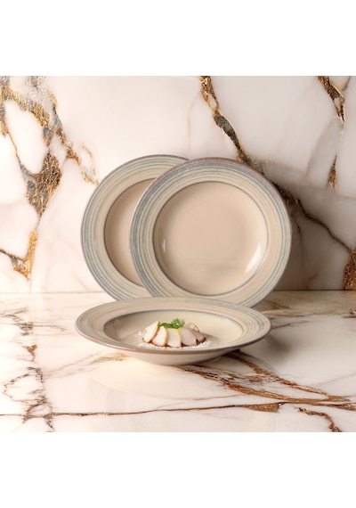 Güral 6 Adet 22 Cm Çukur Yemek Tabağı Reaktif Agate Diğer