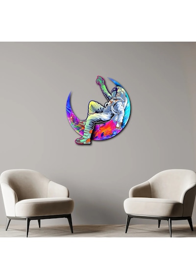 Cosmic Chillout Metal Tablo Kozmik Temalı Modern Duvar Dekoru 4 Çok Renkli