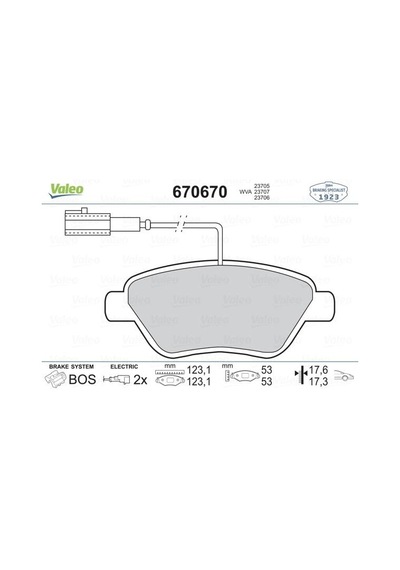 VALEO 670670 Ön Balata Fişli Linea-Punto-Albea 1.3 02- Idea 1.3 Jtd-1.4-1.2 16V 04-