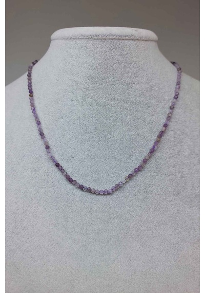 Ametist Taşı 2.5mm Kolye (Sabit Klipsli) Gri