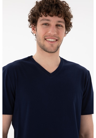 U.S. Polo Assn. Erkek Regular Fit  V Yaka Lacivert Basic Tişört 50305858-VR033