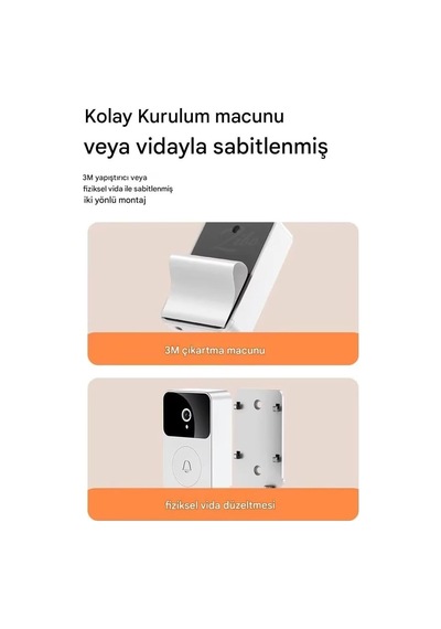 Kablosuz Görüntülü Akıllı Kapı Zili - Wifi Gece Görüşlü Kamera, Ses Değiştirme Özelliği & 38 Melodi