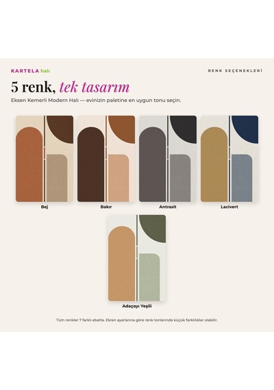 Kartela Halı Eksen Kemerli Modern Halı Antrasit Kaymaz Taban Makinede Yıkanabilir 100x150 Cm
