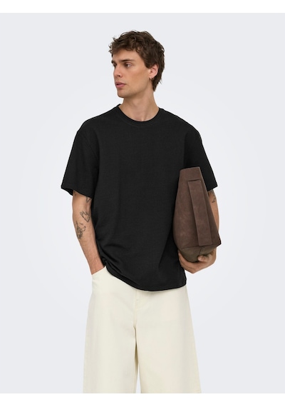 Only & Sons Kian Life Erkek Siyah Tişört 22028692-b
