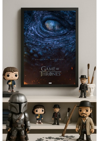 Game Of Thrones Siyah Ahşap Çerçeveli Poster, Dekoratif Dizi Duvar Tablosu