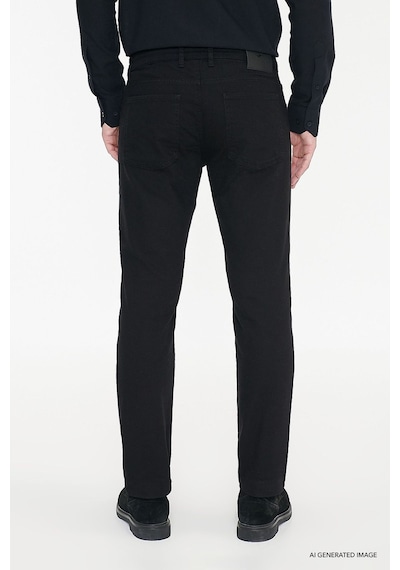 AC&Co / Altınyıldız Classics 360 Derece Her Yöne Esneyen Slim Fit Dar Kesim Diyagonal Desenli Erkek Pantolon Siyah