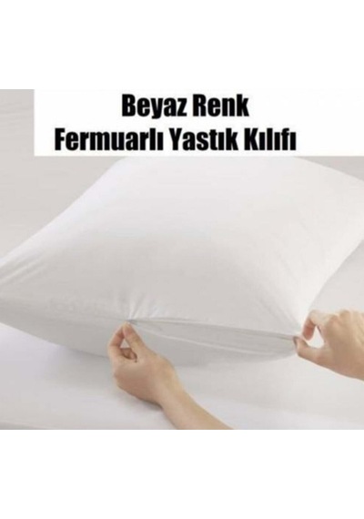 Mandaş 50 Adet Yastık Astarı Kılıfı Pamuklu Beyaz Fermuarlı 50x7