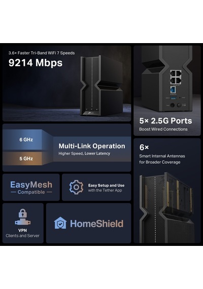 Tp-lınk Archer Be550 Be9300 Üç Bantlı Wıfı7 Mesh Router-217164