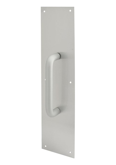 Prime Line Ürünler J 4640 Kapı Pull Plaka İle Yuvarlak Sap, 4-inç X 40,6 Cm, Saten Alüminyum