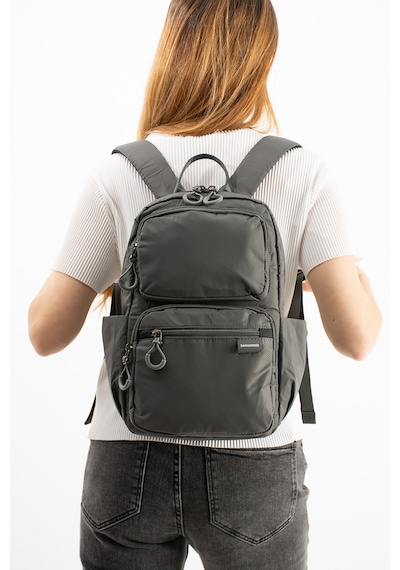 Özer-6032 Sanmorris Unisex Suya Dayanıklı Paraşüt Kumaş 5 Bölmeli Laptop Bölmeli Seyahat Ve Okul Çantası Gri - Koyu Gri