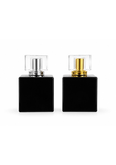 15 Adet Boş Cam Parfüm Şişe, 100 Ml, Küp Mia Model, Siyah-fkb-100