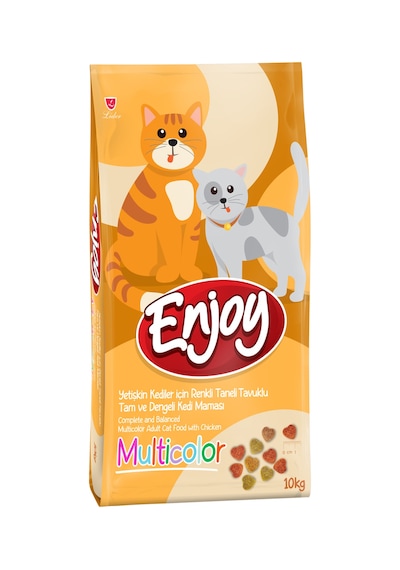 Multicolor Yetişkin Kediler İçin Renkli Taneli Tavuklu Tam Ve Dengeli Kedi Maması 10 Kg
