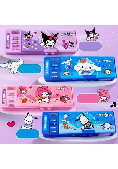 Tianchishop Mor Kulomi Sanrio Kuromi Melody Kilitli Kalem Kutusu Şifreli Çekmeceli Okul Ofis Mor Kulomi