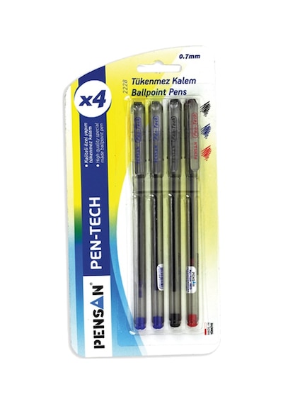 Pensan Tükenmez Kalem Pen Tech 0.7 Mm Kırmızı 2228 Çok Renkli