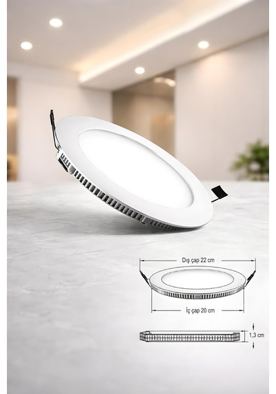 18w Tasarruflu Led Yuvarlak Beyaz/gün Işık Sıva Altı Slim Panel Tavan Aydınlatma Armatürü Beyaz-1 Adet Diğer