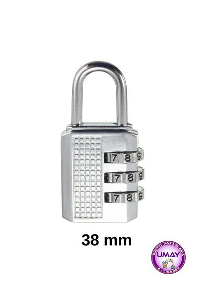 Şifreli Asma Kilit 38 Mm Dolap, Çekmece, Bavul Ve Çanta Kilidi Krom Uz:5,5 Cm