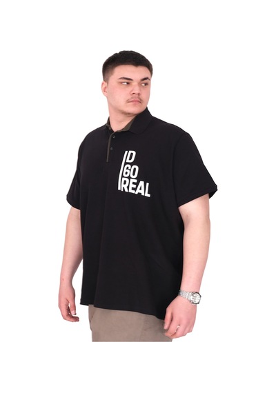 Mode Xl Büyük Beden Erkek T-shirt Polo Yaka Real U25309 Siyah Siyah