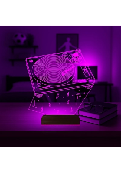 Luvivia Dj Mixer Müzik Kişiye Özel 3d Lamba - Masa Gece Lambası Şeffaf