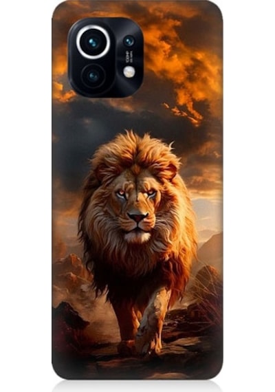 Xiaomi Mi 11 Uyumlu Yırtıcı Aslan Kral Desenli Silikon Kılıf