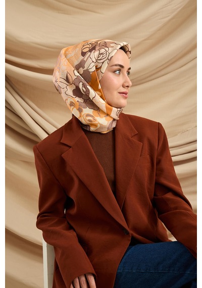 Silk Home Twill İpek Eşarp 11483-32 Pudra, Yavruağzı, Mor, Koyu Turuncu, Krem